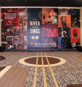In Florence, the SunTrust Banks’ Gold Record Room boasts a guitar design on the floor.