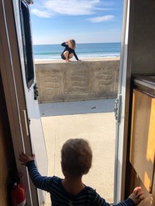 A surf check and play stop at Tamarack State Beach.