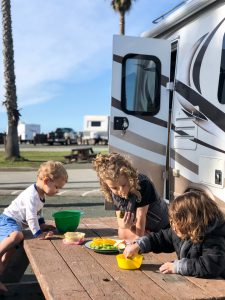 Snack time at Morro Dunes RV Park.