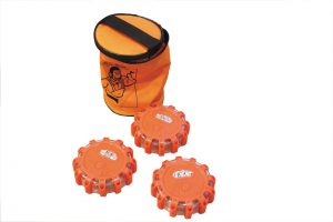 Battery-powered strobe lights are safer than road flares.