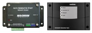 Automatic generator start (AGS) modules that automatically activate a generator are offered by Magnum Energy (left) and Xantrex (right).