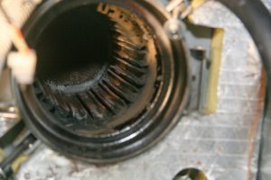 Soot must be removed from the boiler cavity.