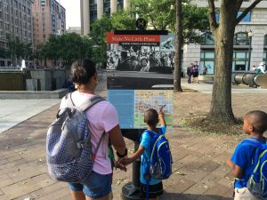 Tia and Justin Sims at the Federal Triangle Heritage Trail in Washington, D.C.