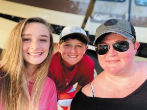 Alora Fisher and her children, Cate and Spence.