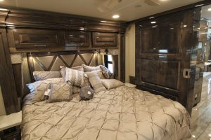 The Anthem 44B's rear bedroom includes a 40-inch LED TV and a Sleep Number bed.