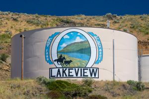 A mural adorns a water tank along the Oregon Outback Scenic Byway.