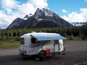 . Bill and Cheryl Conrod stayed in an overflow campground in Banff National Park, with few neighbors or amenities, but enjoyed a priceless view of the Canadian Rockies. 