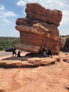 At Garden of the Gods Park in Colorado Springs, the DeMartino family encountered Balanced Rock. 