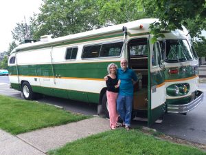 Ned and his wife, Karen, with the bus at a local “cruise night” in Hopewell, New Jersey.