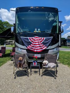Steven and Kristin Imperiali's travel companions include Bentley, far left, and Holly.