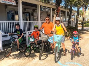 The Eppersons head out for a family bike ride in Orange Beach, Alabama.