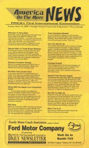 A daily newsletter from FMCA's 2005 convention at the Georgia National Fairgrounds in Perry.