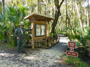 Rene Acuna, Hontoon Island State Park manager, at the hiking trail.