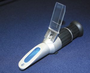 A refractometer can be used to check the condition of RV battery cells.