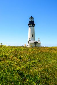 The marine mystique in Newport, Oregon, includes the Yaquina Head Light. 