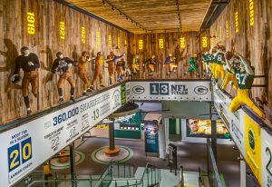 An escalator ride at the Green Bay Packers Hall of Fame provides Packers facts and stats.