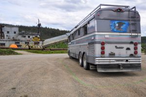 Michael and Lissa Stempak traveled in their Blue Bird Wanderlodge PT40 to Chicken Gold Camp & Outpost, current site of the Pedro Gold Dredge, in Chicken, Alaska, just prior to attending the weekend-long Chickenstock Music Festival held in town each June. 