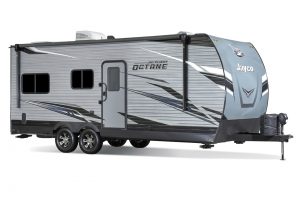 The Jay Flight Octane is Jayco’s most affordable toy hauler line.
