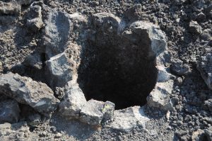 In Lava Cast Forest, caves were created from burning lava.