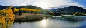 Lake Isabel, not far from Aspen Creek Campground, also shows fall colors.
