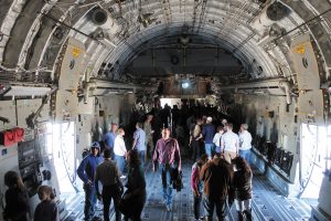 Spectators can tour static ground displays, such as this C-17 cargo plane at Sheppard Air Force Base, Texas.