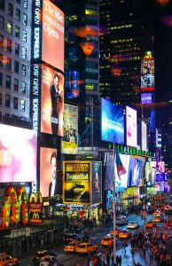 Today Times Square boasts digital billboards.