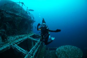 Diving at the USS Oriskany, part of the Florida Panhandle Shipwreck Trail.