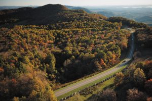 The Blue Ridge Parkway offers drivers a scenic alternative through Virginia’s rolling hills.
