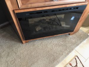 Another upgrade to the author’s motorhome: an electric fireplace ensconced in a dedicated cabinet.