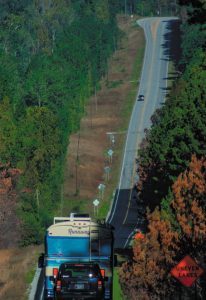 Frank Kerr’s 1985 Blue Bird Wanderlodge motorhome was photographed during a drive along a quiet road in Georgia by 12-year-old Colin Barrett, a family friend.