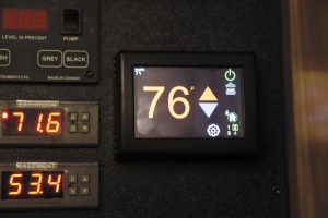 The EasyTouch controls all three zones of the RV's Aqua-Hot heating system; shown here is zone two in heat mode.