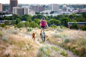 Biking along the Greenbelt.