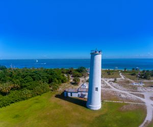 A lighthouse at Egmont Key State Park.