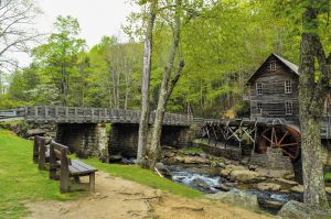 The photogenic Glade Creek Grist Mill is the most famous feature in Babcock State Park.