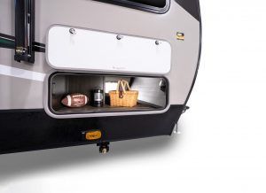 The 16FBS floor plan includes a front pass-through exterior storage compartment.