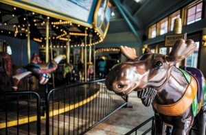 The Adirondack Carousel in Saranac Lake features hand-carved likenesses of animals indigenous to the area.