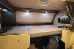 The front cab-over area provides sleeping space if desired.