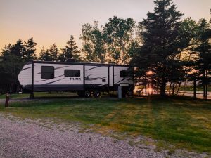 The Grand Codroy RV/Tent Camping Park in Newfoundland offers large campsites, including some dotted by trees and close to the river. 