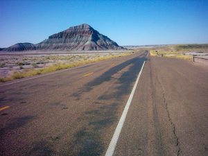 Petrified Forest National Park, along I-40 in northeast Arizona, is the only U.S. national park that contains an original section of Route 66.