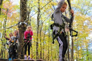 Zip lining and other treetop activities are offered at Bristol Mountain Aerial Adventures.