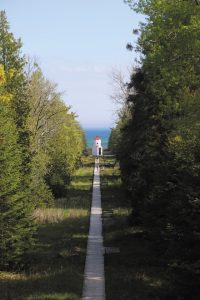 A view of the Lower Range Light at Baileys Harbor.