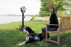 Dolly is always by Brenda’s side when they’re out and about. 