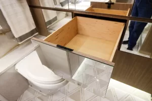 One of the deep bathroom drawers in the review unit.