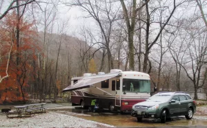Doug Poad said he could have fished out the bedroom window of his motorhome while cold-weather camping at Mohican State Park near Loudonville, Ohio.