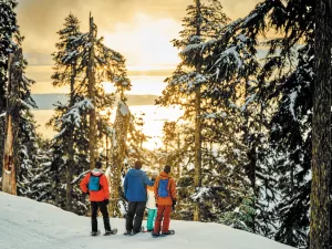 Snowshoeing can be enjoyed around Vancouver, including guided tours at Grouse Mountain Resort.