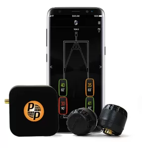 Advantage PressurePro’s FX tire pressure monitoring system works with smart devices to display real-time tire performance readings for motorhomes and towable RVs.