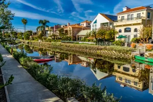U.S. cities with a European flair include Venice, California, with its canals and the Ocean Front Walk.