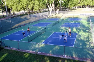 Larry and Loretta Dodd discovered excellent pickleball courts at Stolley Park in Grand Island, Nebraska, where evening shade makes for pleasant play.