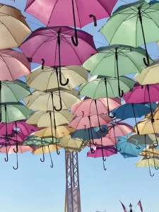 Mary Poppins would have enjoyed the collection of 464 colorful umbrellas that Marilyn Leffler said “seemed to float in the sky” when the Umbrella Sky Project of Portugal, an international art exhibit, came to Batesville, Indiana.