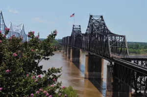 A bridge over troubled water? The Old Vicksburg Bridge carried motorists across the Mississippi River until it was closed to vehicles in 1998